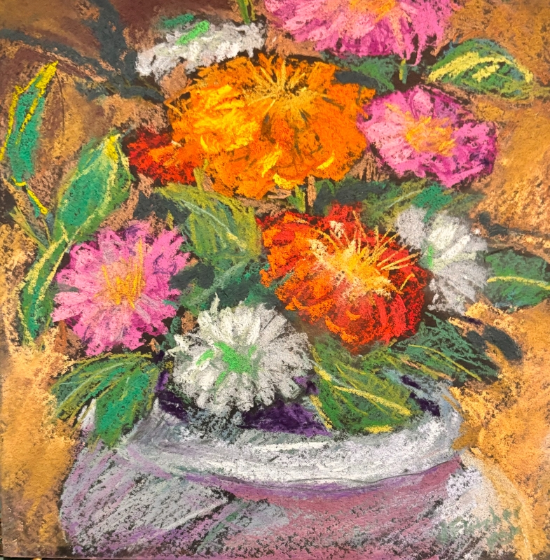 Zinnas Make the Day by artist julia fletcher